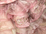 Pink Strapless Satin Tulle Sequin Beaded Diamond Long Ball Gown HZ1024