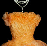 Orange Strapless Evening Dress Tulle Long Ball Gown HZ1024