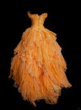 Orange Strapless Evening Dress Tulle Long Ball Gown HZ1024