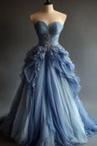 A-Line Sweetheart Chiffon Sequined Long Prom Dress Evening Dress HZ1024
