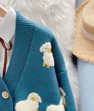 Sheep Pattern Long Sleeve Cardigan Sweater HZ1024