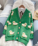 Sheep Pattern Long Sleeve Cardigan Sweater HZ1024