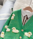 Sheep Pattern Long Sleeve Cardigan Sweater HZ1024