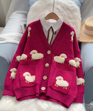 Sheep Pattern Long Sleeve Cardigan Sweater HZ1024