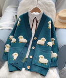 Sheep Pattern Long Sleeve Cardigan Sweater HZ1024