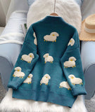 Sheep Pattern Long Sleeve Cardigan Sweater HZ1024