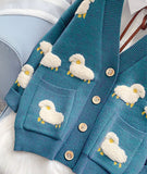 Sheep Pattern Long Sleeve Cardigan Sweater HZ1024