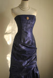 Mermaid Strapless Taffeta Pleated Long Prom Dress Evening Gown HZ1024