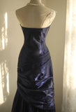 Mermaid Strapless Taffeta Pleated Long Prom Dress Evening Gown HZ1024