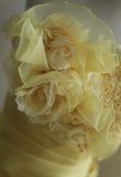 Yellow A-Line Strapless Organza Wedding Dress with Appliques and Rhinestones Long Evening Gown HZ1024