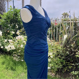Midnight Blue Mermaid Gown ??V Neck Pretty Prom Dress for Events&Party HZ1024