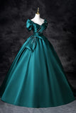 A-Line Off the Shoulder Satin Long Prom Dress, Elegant Evening Dress HZ1024