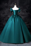 A-Line Off the Shoulder Satin Long Prom Dress, Elegant Evening Dress HZ1024