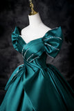 A-Line Off the Shoulder Satin Long Prom Dress, Elegant Evening Dress HZ1024