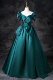 A-Line Off the Shoulder Satin Long Prom Dress, Elegant Evening Dress HZ1024