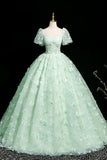 A-Line Tulle Beaded Sequin Long Prom Dress, Beautiful 3D Butterfly Evening Dress HZ1024