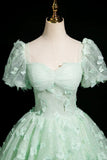 A-Line Tulle Beaded Sequin Long Prom Dress, Beautiful 3D Butterfly Evening Dress HZ1024