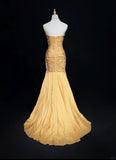 Green Mermaid Spaghetti Strap Satin Beaded Sequin Long Prom Dress Sweetheart Neck Evening Dress HZ1024