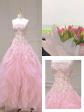 Mermaid Strapless Tulle Sequined Long Prom Dress, Sweet Embroidered Applique Wedding Dress HZ1024