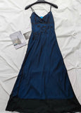 Blue Mermaid Spaghetti Strap Tulle Beading Long Prom Dress V-Neck Vintage Party Dress HZ1024