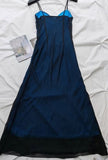 Blue Mermaid Spaghetti Strap Tulle Beading Long Prom Dress V-Neck Vintage Party Dress HZ1024