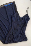 Blue Mermaid Spaghetti Strap Tulle Beading Long Prom Dress V-Neck Vintage Party Dress HZ1024