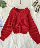 Cute V Neck Long Sleeve Sweater HZ1024