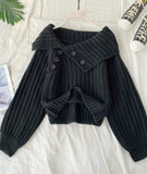 Cute V Neck Long Sleeve Sweater HZ1024