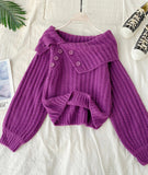 Cute V Neck Long Sleeve Sweater HZ1024