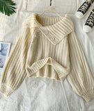 Cute V Neck Long Sleeve Sweater HZ1024
