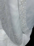 Spaghetti Strap Beaded Satin Long Prom Dress White Wedding Dress Graduation Prom Dress HZ1024