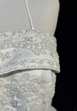Spaghetti Strap Beaded Satin Long Prom Dress White Wedding Dress Graduation Prom Dress HZ1024