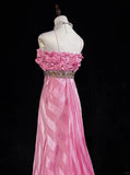 Mermaid Spaghetti Straps Satin Beaded Long Prom Dress Beautiful Bridalmaid Dress Birthday Dress HZ1024