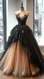 Sweetheart Neck Beaded Tulle Long Prom Dress for Quinceanera Lace Applique Wedding Dress HZ1024