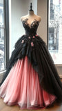 Sweetheart Neck Beaded Tulle Long Prom Dress for Quinceanera Lace Applique Wedding Dress HZ1024