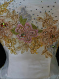 A-Line Strapless Satin Sequins Long Prom Dress Embroidered Applique Wedding Dress HZ1024