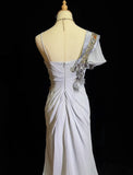 Spaghetti Strap Chiffon Beaded Sequin Long Prom Dress Embroidered Applique Evening Gown HZ1024