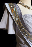 Spaghetti Strap Chiffon Beaded Sequin Long Prom Dress Embroidered Applique Evening Gown HZ1024