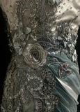 Chiffon Mermaid Spaghetti Strap Sequined Applique Long Prom Dresses?? Formal Evening Dresses HZ1024