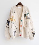 contrast color cardigan coat HZ1024