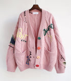 contrast color cardigan coat HZ1024