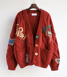 contrast color cardigan coat HZ1024