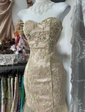 Mermaid Strapless Sweetheart Tulle Beaded Applique Long Prom Dress HZ1024