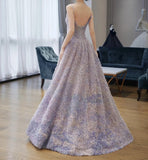 Spaghetti Strap Tulle Applique Long Prom Dress Adult Ceremony Birthday Dress HZ1024