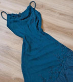 Spaghetti Strap Chiffon Beaded Appliqu¨¦ Long Prom Dress Evening Dress HZ1024