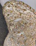 Champagne Mermaid Sweetheart Neck Beaded Tulle Long Ball Dress Vintage Evening Dress HZ1024