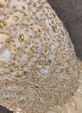 Champagne Mermaid Sweetheart Neck Beaded Tulle Long Ball Dress Vintage Evening Dress HZ1024