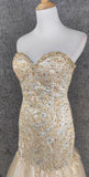 Champagne Mermaid Sweetheart Neck Beaded Tulle Long Ball Dress Vintage Evening Dress HZ1024