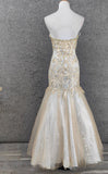 Champagne Mermaid Sweetheart Neck Beaded Tulle Long Ball Dress Vintage Evening Dress HZ1024