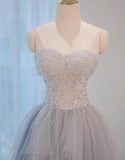 Sweetheart Neck Sequined Tulle Long Prom Dress Birthday Dress Graduation Prom Dress HZ1024